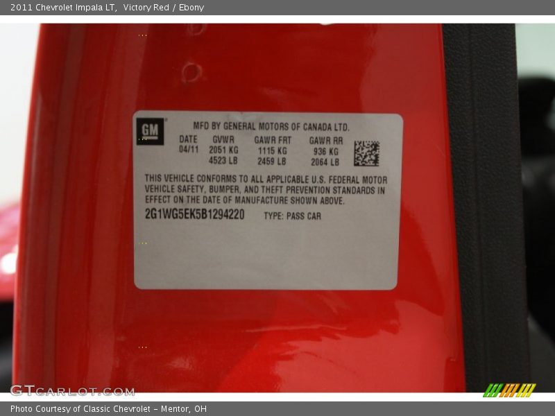 Victory Red / Ebony 2011 Chevrolet Impala LT