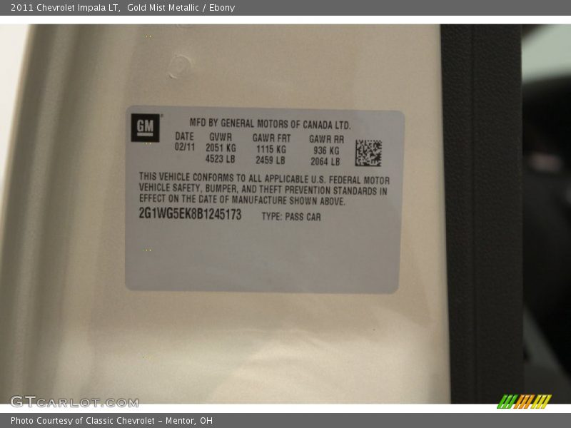 Gold Mist Metallic / Ebony 2011 Chevrolet Impala LT