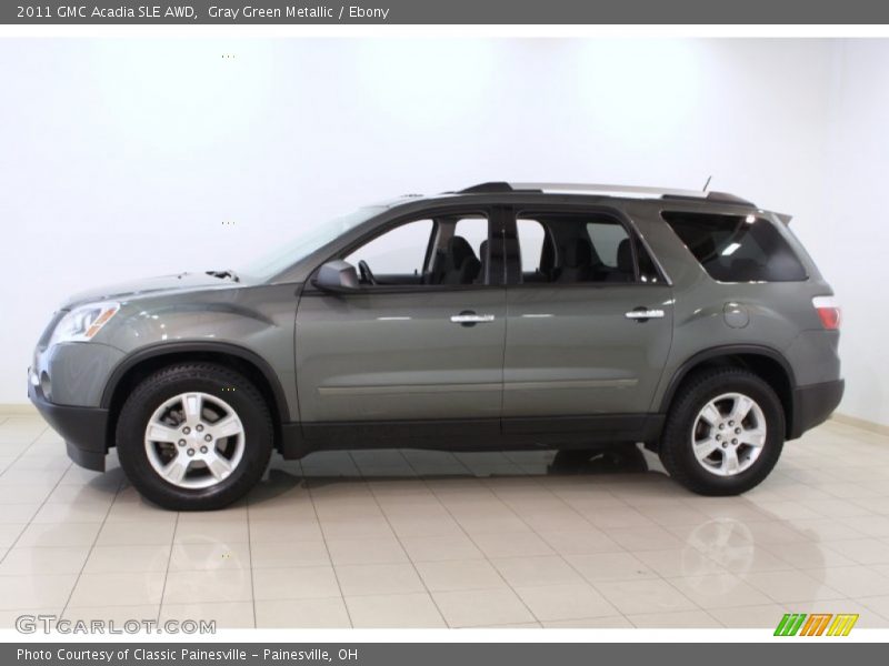 Gray Green Metallic / Ebony 2011 GMC Acadia SLE AWD