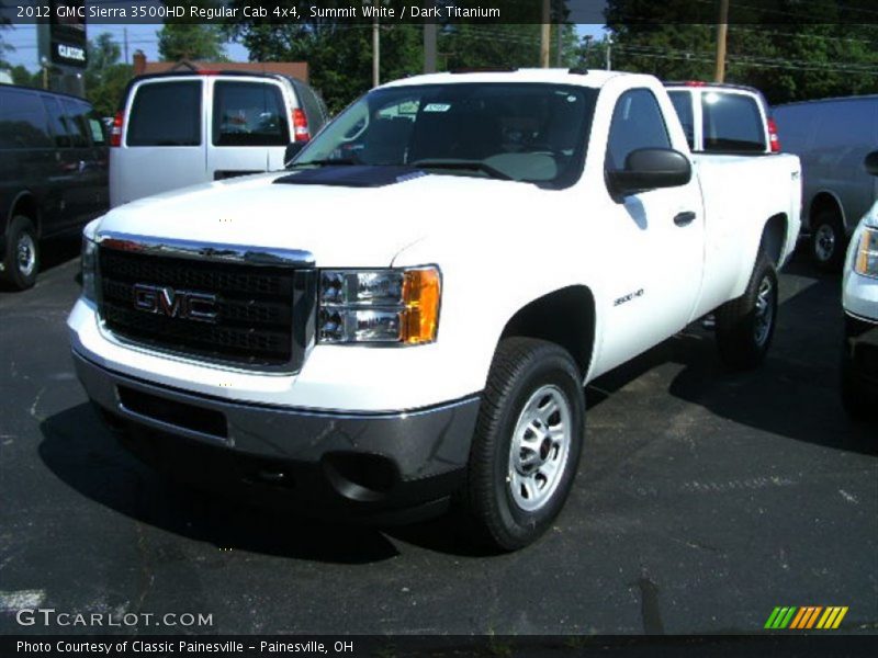 Summit White / Dark Titanium 2012 GMC Sierra 3500HD Regular Cab 4x4