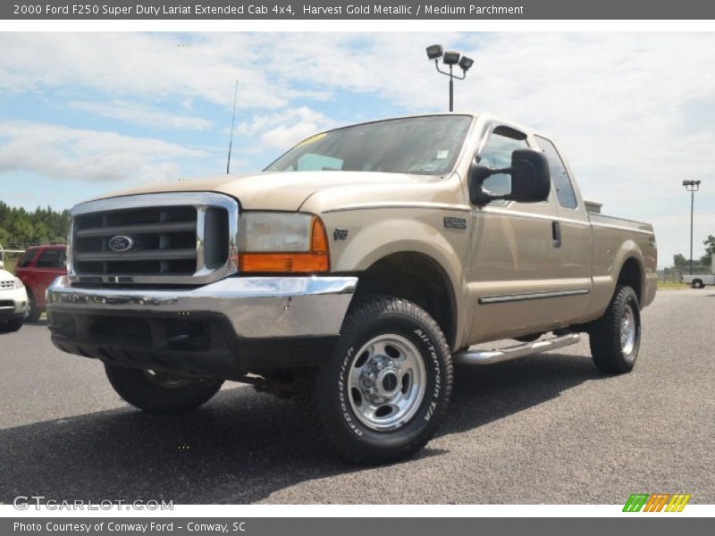 Harvest Gold Metallic / Medium Parchment 2000 Ford F250 Super Duty Lariat Extended Cab 4x4
