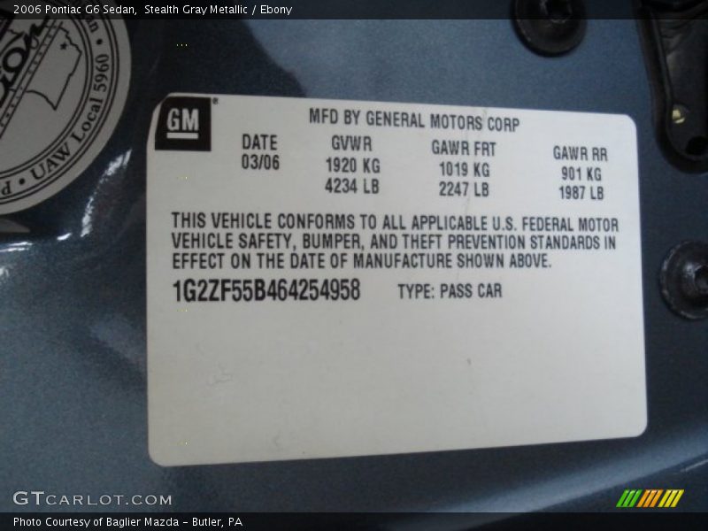 Stealth Gray Metallic / Ebony 2006 Pontiac G6 Sedan