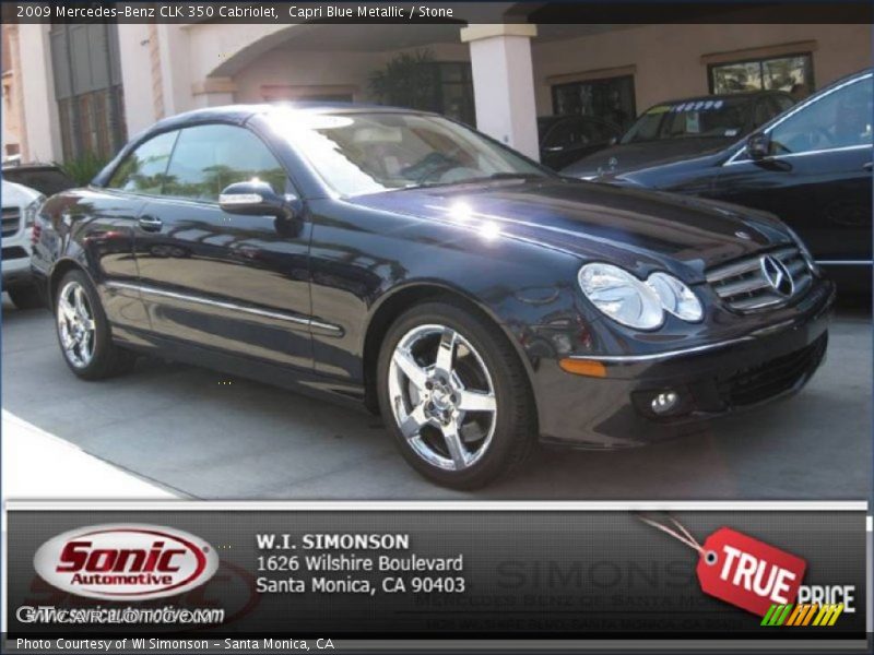 Capri Blue Metallic / Stone 2009 Mercedes-Benz CLK 350 Cabriolet