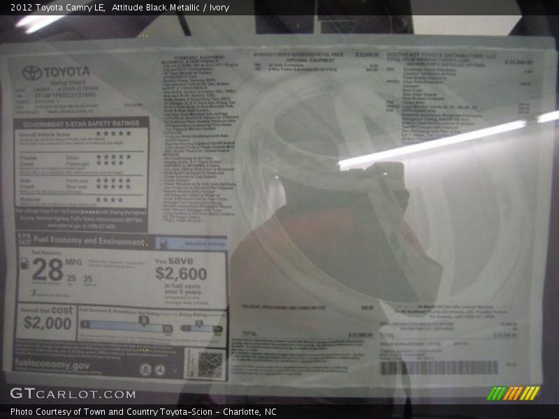 Attitude Black Metallic / Ivory 2012 Toyota Camry LE
