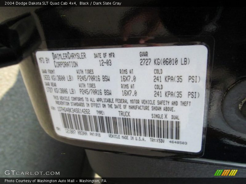 Black / Dark Slate Gray 2004 Dodge Dakota SLT Quad Cab 4x4