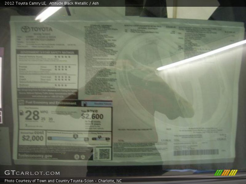 Attitude Black Metallic / Ash 2012 Toyota Camry LE