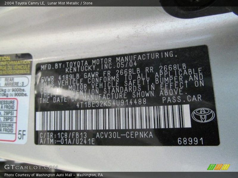 Lunar Mist Metallic / Stone 2004 Toyota Camry LE