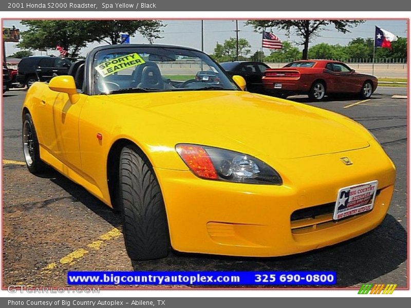 Spa Yellow / Black 2001 Honda S2000 Roadster