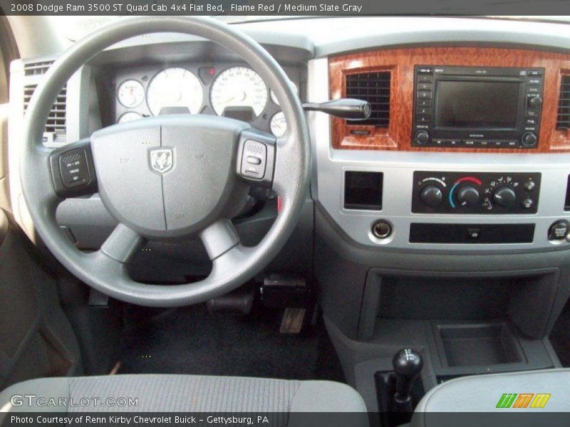 Flame Red / Medium Slate Gray 2008 Dodge Ram 3500 ST Quad Cab 4x4 Flat Bed