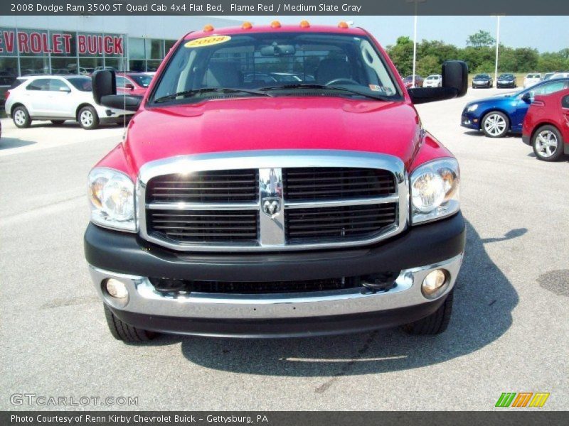 Flame Red / Medium Slate Gray 2008 Dodge Ram 3500 ST Quad Cab 4x4 Flat Bed