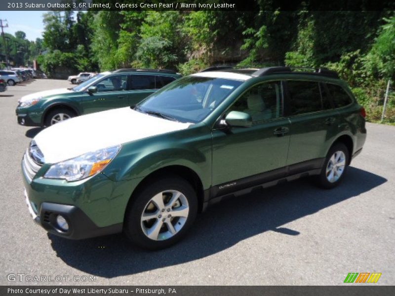 Cypress Green Pearl / Warm Ivory Leather 2013 Subaru Outback 3.6R Limited