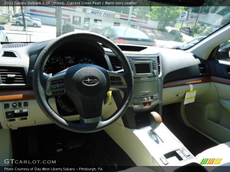 Cypress Green Pearl / Warm Ivory Leather 2013 Subaru Outback 3.6R Limited
