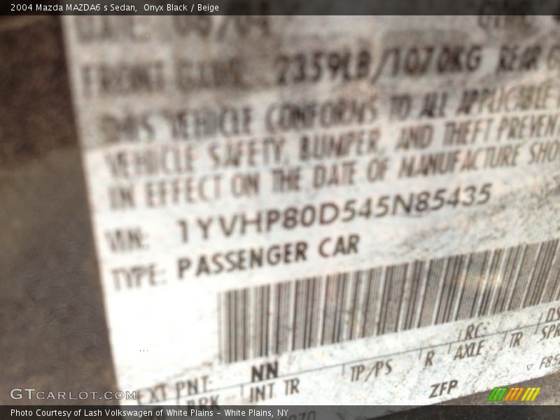 Onyx Black / Beige 2004 Mazda MAZDA6 s Sedan