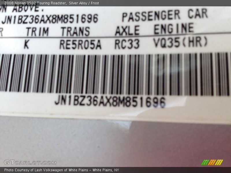 Silver Alloy / Frost 2008 Nissan 350Z Touring Roadster