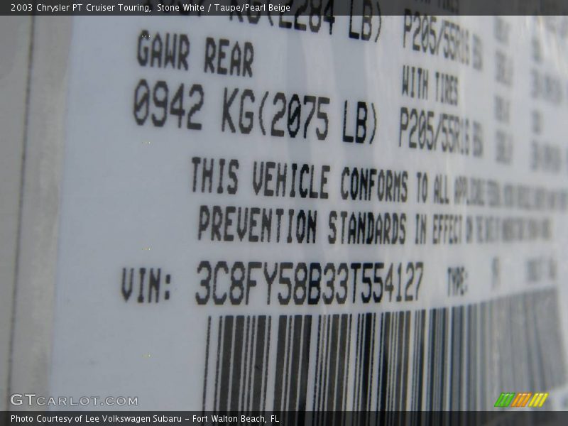 Stone White / Taupe/Pearl Beige 2003 Chrysler PT Cruiser Touring