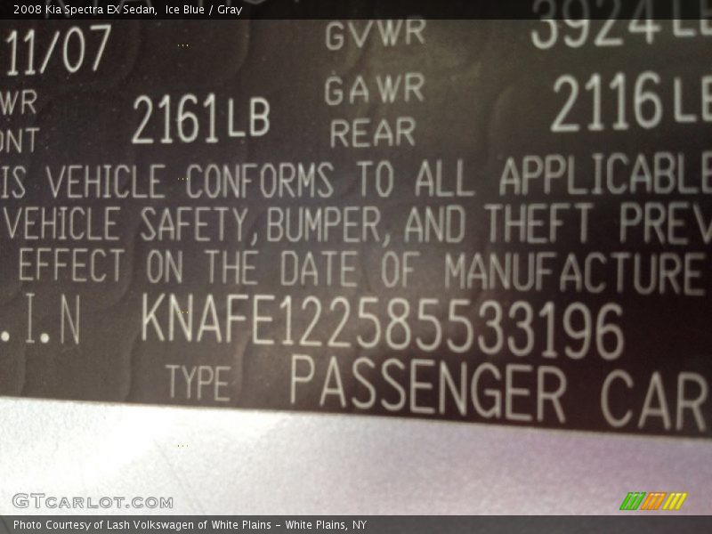 Ice Blue / Gray 2008 Kia Spectra EX Sedan