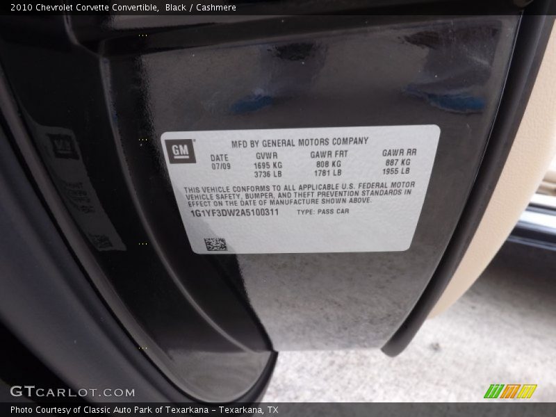 Black / Cashmere 2010 Chevrolet Corvette Convertible