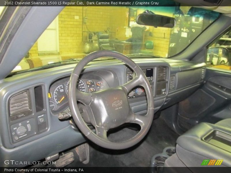 Dark Carmine Red Metallic / Graphite Gray 2002 Chevrolet Silverado 1500 LS Regular Cab