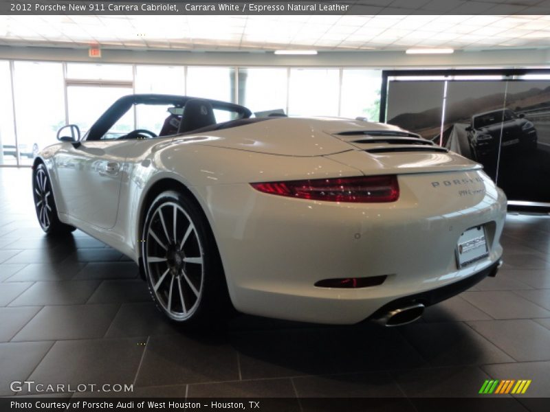 Carrara White / Espresso Natural Leather 2012 Porsche New 911 Carrera Cabriolet