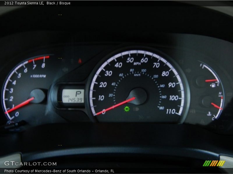 Black / Bisque 2012 Toyota Sienna LE