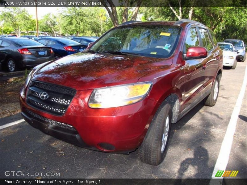 Dark Cherry Red / Beige 2008 Hyundai Santa Fe GLS