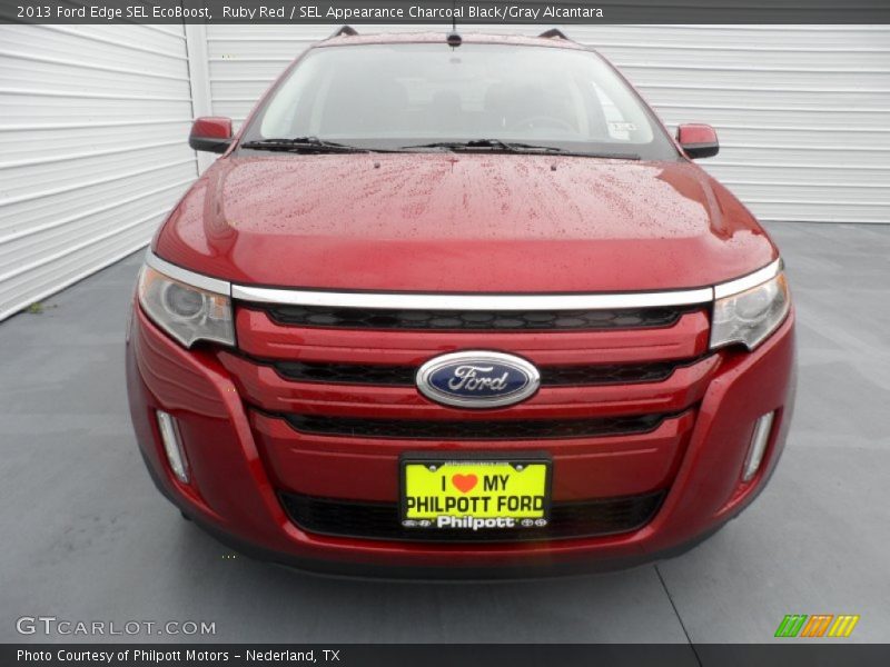 Ruby Red / SEL Appearance Charcoal Black/Gray Alcantara 2013 Ford Edge SEL EcoBoost
