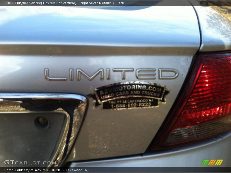 Bright Silver Metallic / Black 2003 Chrysler Sebring Limited Convertible