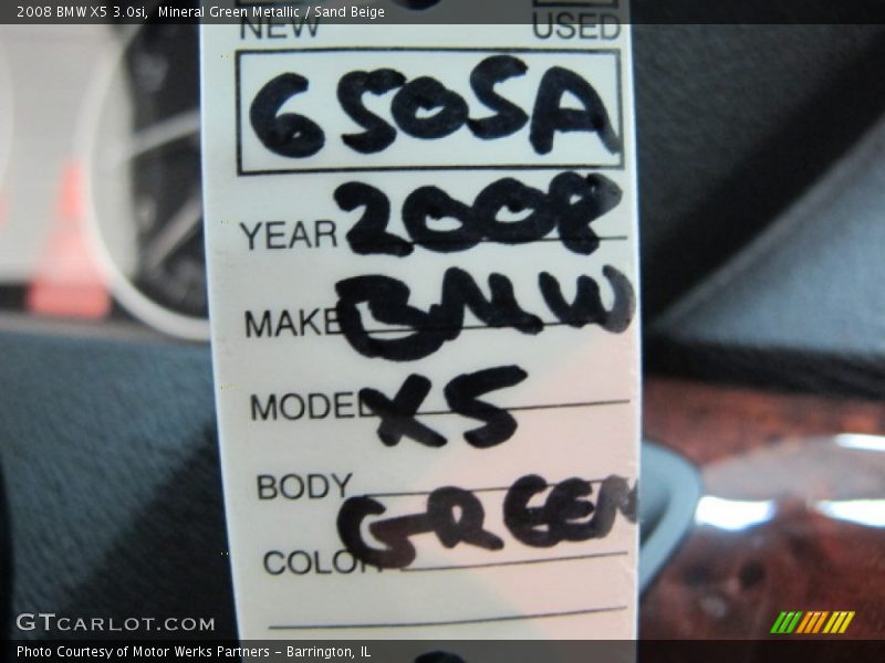 Mineral Green Metallic / Sand Beige 2008 BMW X5 3.0si