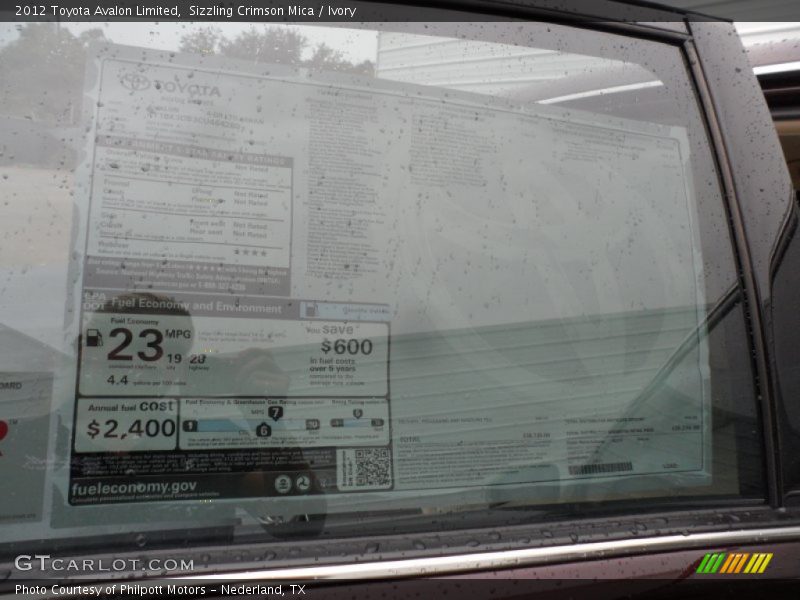 Sizzling Crimson Mica / Ivory 2012 Toyota Avalon Limited