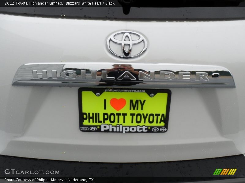 Blizzard White Pearl / Black 2012 Toyota Highlander Limited