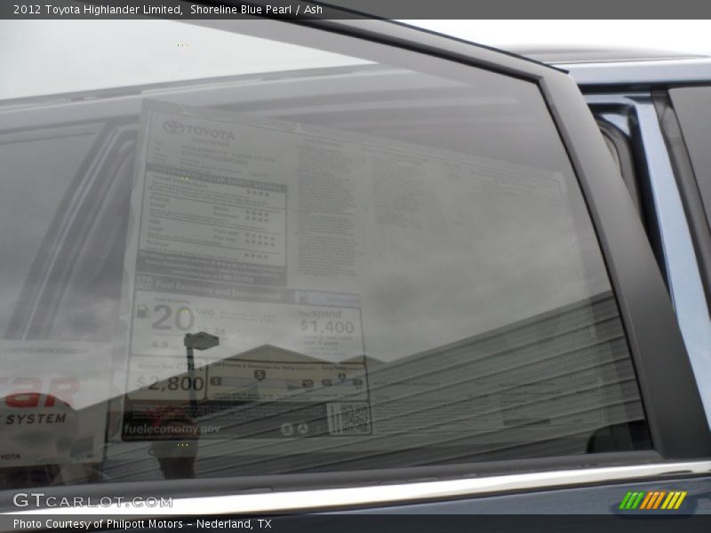 Shoreline Blue Pearl / Ash 2012 Toyota Highlander Limited