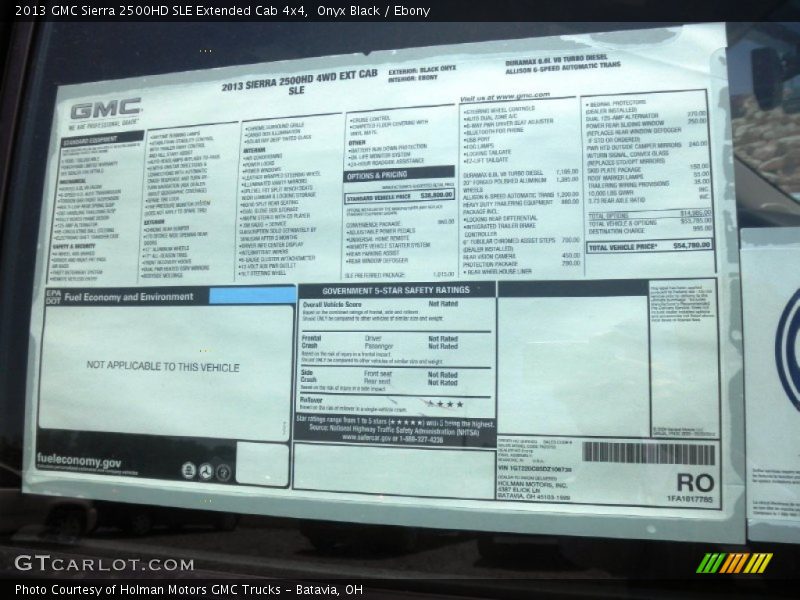  2013 Sierra 2500HD SLE Extended Cab 4x4 Window Sticker