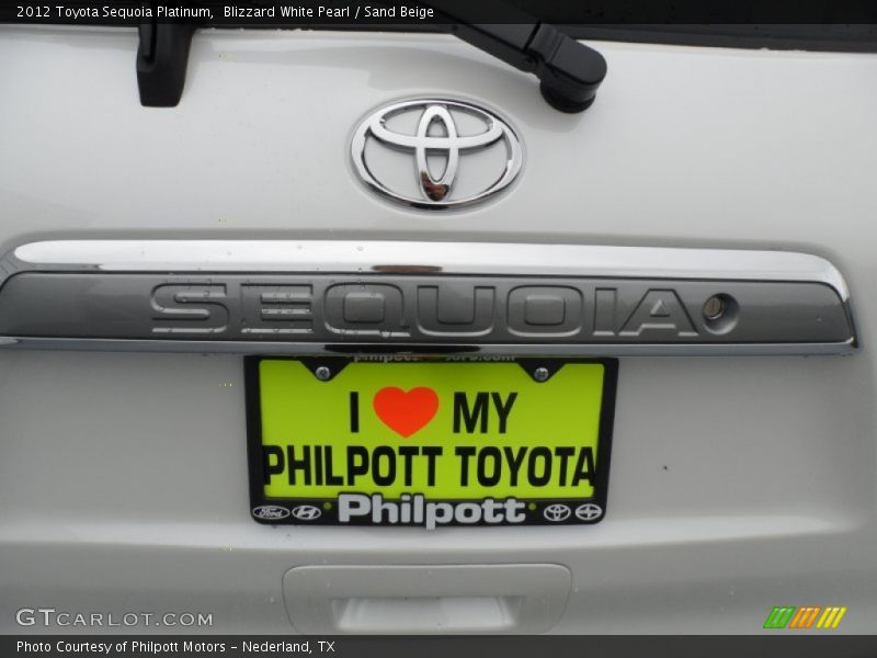 Blizzard White Pearl / Sand Beige 2012 Toyota Sequoia Platinum