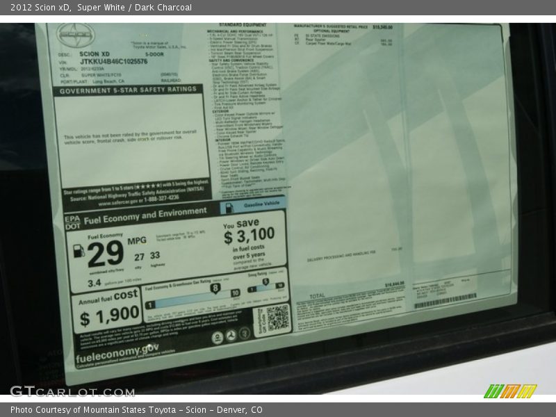 Super White / Dark Charcoal 2012 Scion xD