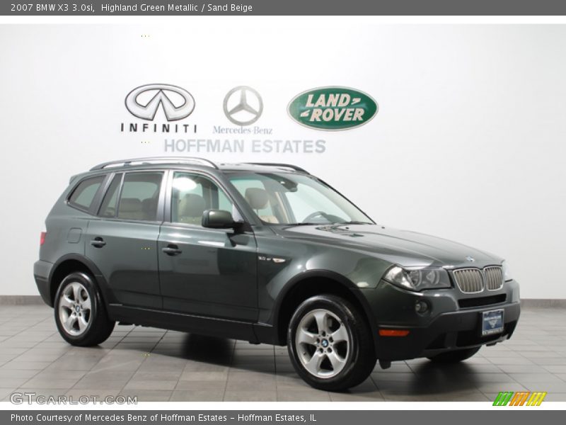 Highland Green Metallic / Sand Beige 2007 BMW X3 3.0si