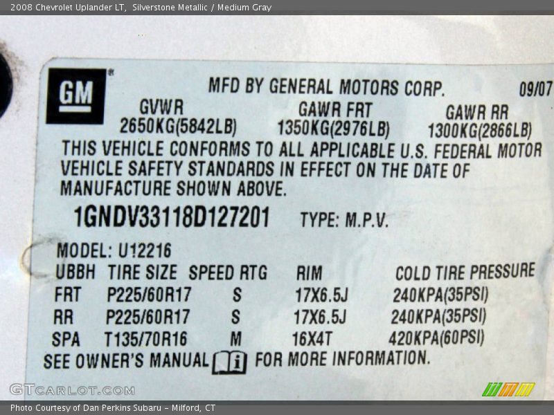 Silverstone Metallic / Medium Gray 2008 Chevrolet Uplander LT