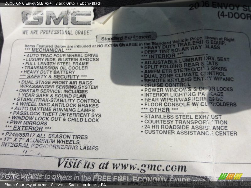Black Onyx / Ebony Black 2006 GMC Envoy SLE 4x4