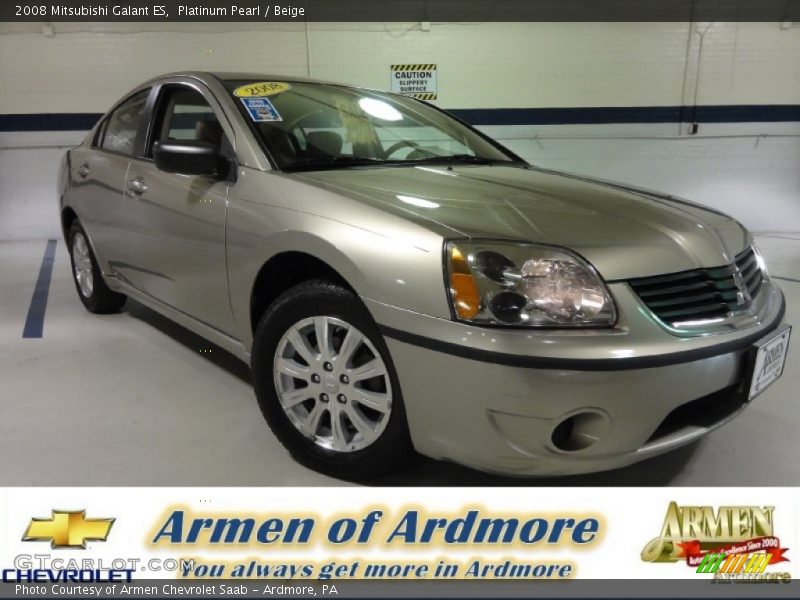 Platinum Pearl / Beige 2008 Mitsubishi Galant ES