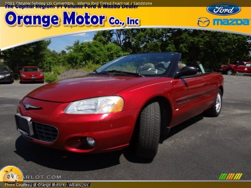 Inferno Red Tinted Pearlcoat / Sandstone 2001 Chrysler Sebring LXi Convertible