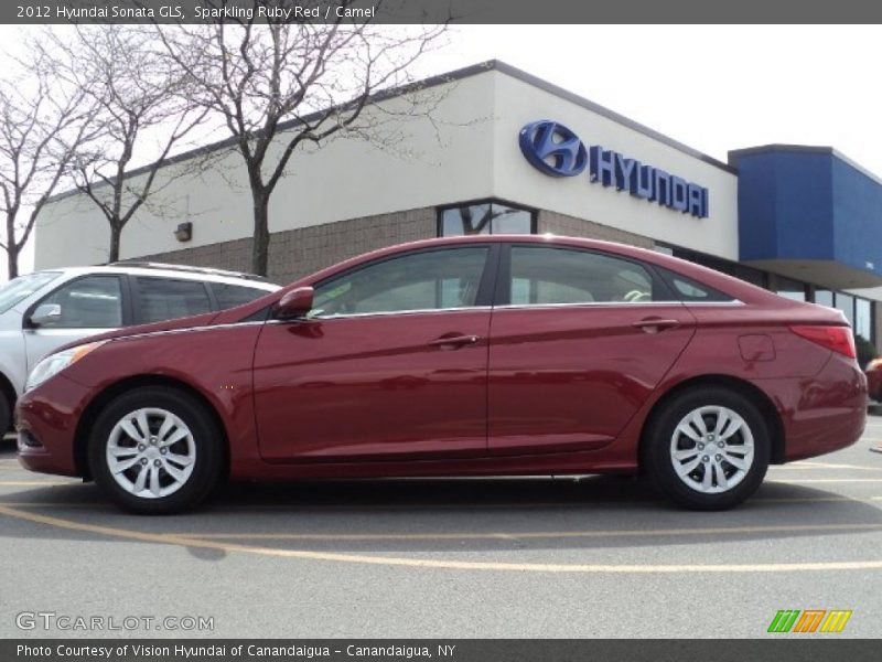 Sparkling Ruby Red / Camel 2012 Hyundai Sonata GLS