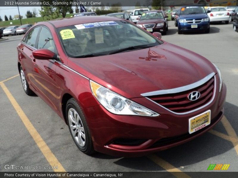 Sparkling Ruby Red / Camel 2012 Hyundai Sonata GLS