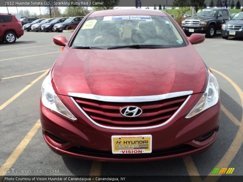 Sparkling Ruby Red / Camel 2012 Hyundai Sonata GLS