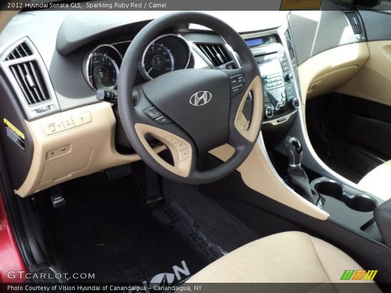 Sparkling Ruby Red / Camel 2012 Hyundai Sonata GLS
