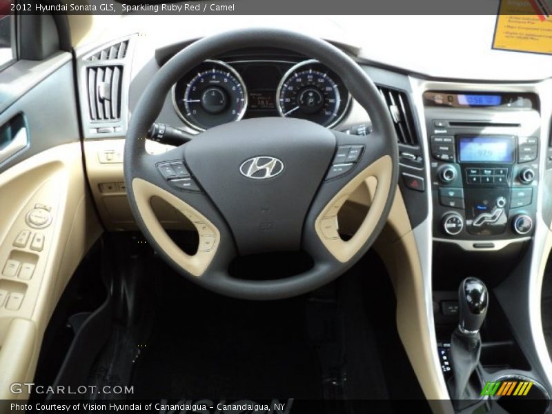 Sparkling Ruby Red / Camel 2012 Hyundai Sonata GLS