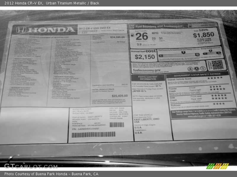 Urban Titanium Metallic / Black 2012 Honda CR-V EX