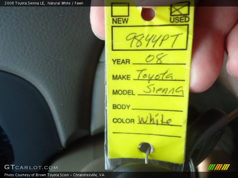 Natural White / Fawn 2008 Toyota Sienna LE