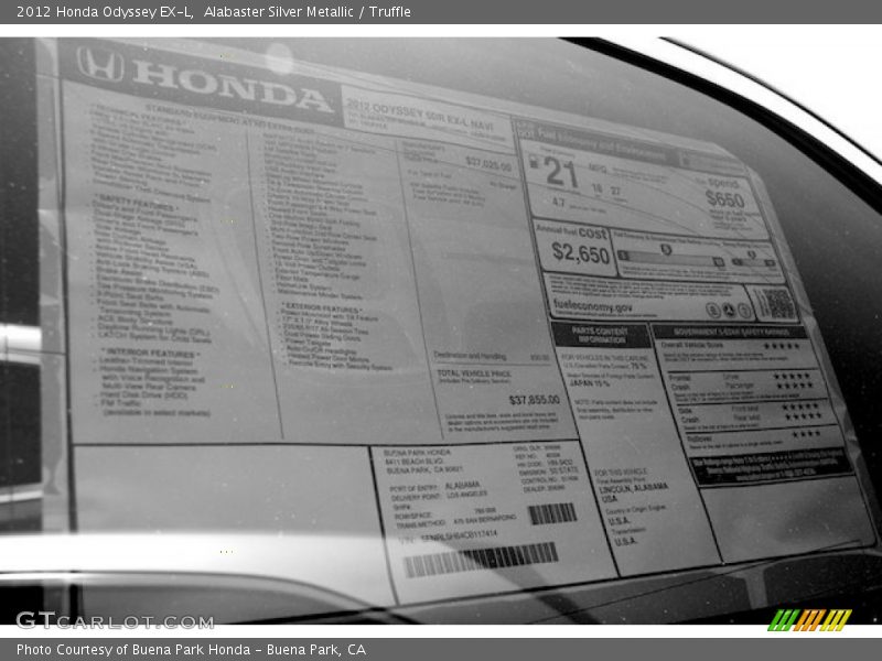 Alabaster Silver Metallic / Truffle 2012 Honda Odyssey EX-L