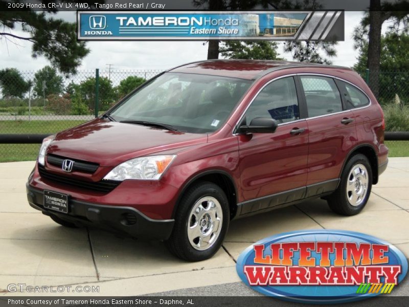 Tango Red Pearl / Gray 2009 Honda CR-V LX 4WD