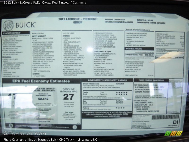 Crystal Red Tintcoat / Cashmere 2012 Buick LaCrosse FWD