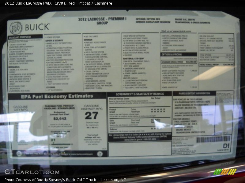 Crystal Red Tintcoat / Cashmere 2012 Buick LaCrosse FWD